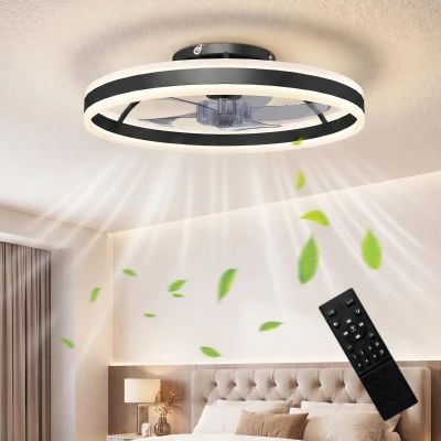 HOMCOM Deckenventilator mit Licht und Fernbedienung, LED-Deckenventilator mit 3 Farbtemperaturen, 6 Geschwindigkeiten, 50 cm