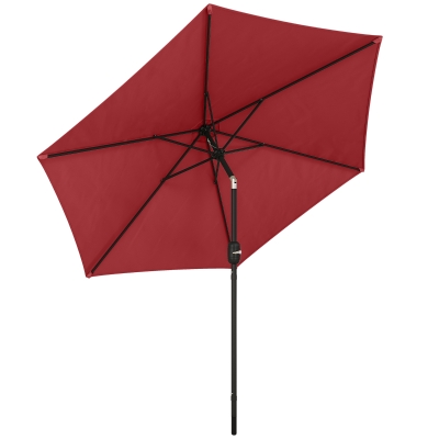 Outsunny Garden Parasol Aluminium Tilt Crank Wine Red 2.6m