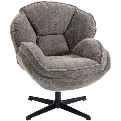 HOMCOM Modern Velvet Swivel Wingback Accent Chair Grey