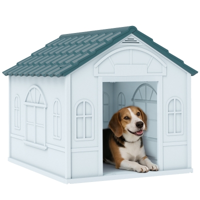 PawHut Chenil Chien Extérieur PP Blanc Moyens 65x75.7x63cm