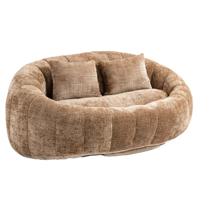 Cozy Oversized Bean Bag Sofa with 2 Matching Pillows, 145L x 95W x 63H cm, Coffee