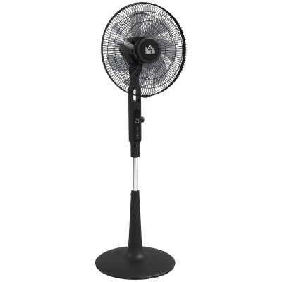 HOMCOM Standventilator leise mit Fernbedienung, 3 Modi, 28 Geschwindigkeiten, Mückenschutz & Oszillation, Schwarz