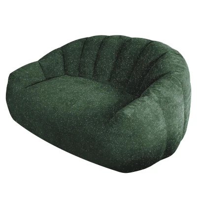 Plush 2-Seater Bean Bag Sofa with High Density Sponge, 140L x 98W x 61H cm, Green