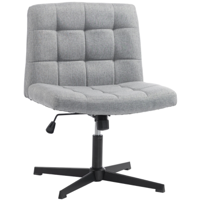 HOMCOM Armless Office Chair Linen Wide Seat Rocking Grey