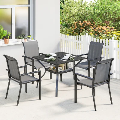 Outsunny 5-Piece Outdoor Dining Set with Parasol Hole Grey
