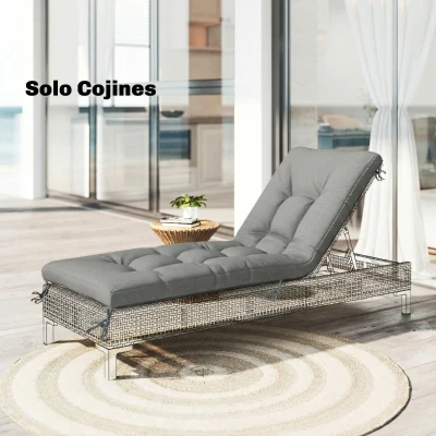 Outsunny Cojín para Banco Exterior con Correas de Sujeción Protección UV50+ Rebote Lento Interior Exterior 198x65x13 cm Gris