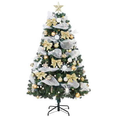 HOMCOM 5ft Pre-Lit Artificial Christmas Tree 150 LED Green