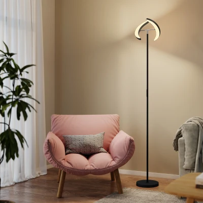 HOMCOM RGB Stehlampe, dimmbare Lampe mit mehrfarbigen Beleuchtungsmöglichkeiten, drehbar, Schwarz
