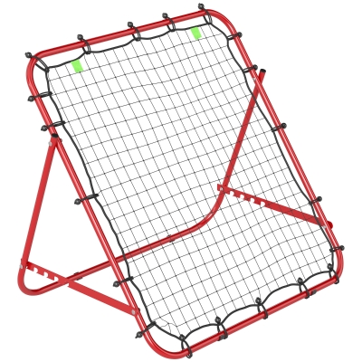 HOMCOM Rebounder Net Adjustable Training Goal Red