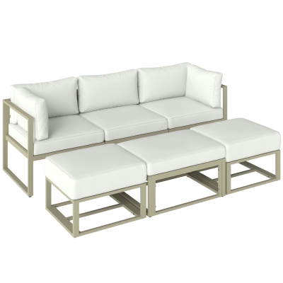 Outsunny Garden Daybed 6-Piece Aluminium Sofa Set, Outdoor