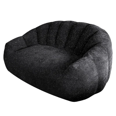 Plush 2-Seater Bean Bag Sofa with High Density Sponge, 140L x 98W x 61H cm, Black