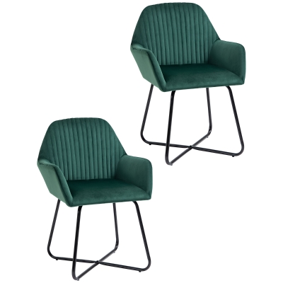 HOMCOM Accent Chair Velvet-Feel Plisse Green