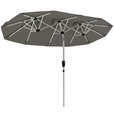 Outsunny Double-Sided Parasol with LED Lights Grey 3m