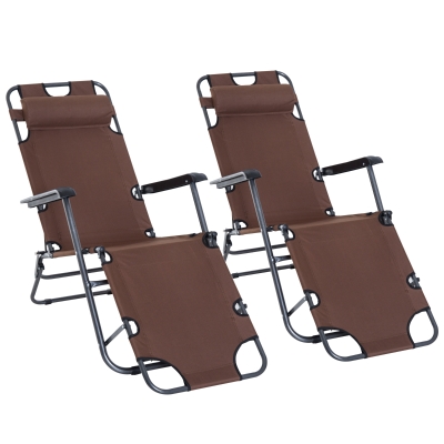 Outsunny 2-Piece Folding Reclining Sun Lounger Brown