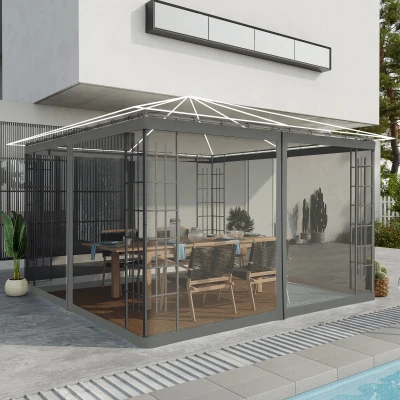 Outsunny Replacement Mesh Sidewall for Gazebos Dark Grey
