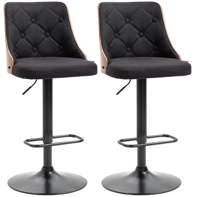 HOMCOM Tabourets Bar 2pcs Rotatif Tissu Capitonné
