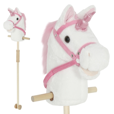 AIYAPLAY Cavallo con Bastone Unicorno per Bambini, Bianco
