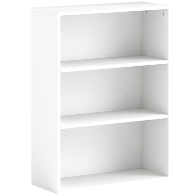 HOMCOM Estante de 3 Níveis Estante para Livros com 2 Prateleiras Ajustáveis para Sala de Estar Escritório Quarto 60x24x80 cm Branco