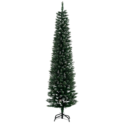 HOMCOM 6FT Snow Dipped Christmas Pencil Tree Green