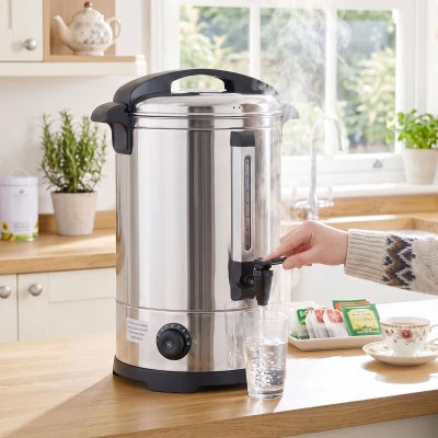 HOMCOM Distribuitor apă caldă 6,5 L, 1500 W, oțel inoxidabil, cu termostat, funcție de menținere a temperaturii și robinet