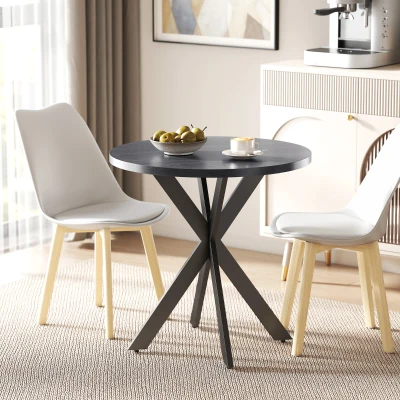 HOMCOM Esstisch 75 x 75 cm rund Küchentisch für 2-4 Personen modern Esszimmertisch mit Spinnenfuß Schwarz