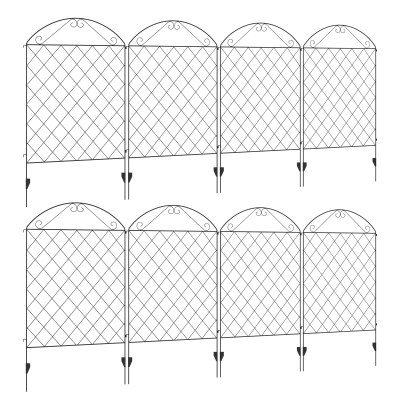 Outsunny Garden Fencing Black 43in x 23ft Metal Panels