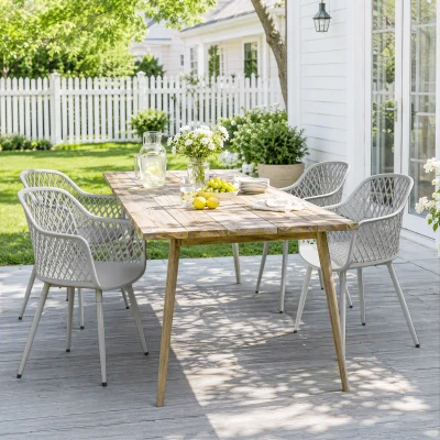 Outsunny Gartenstuhl 4er Set UV-beständige Gartenstühle aus Kunststoff mit Armlehne Rückenlehne 56 x 51 x 84 cm Grau