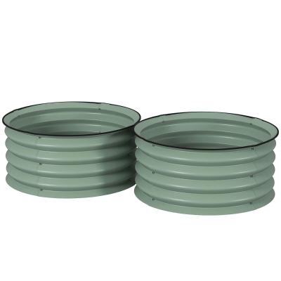 Outsunny Set of 2 Metal Raised Garden Bed Planters Green