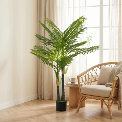 HOMCOM Artificial Palm Tree 16-Leaf 150cm with Pot Green