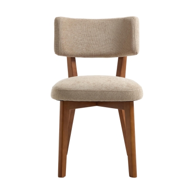 Stylish Mid-Century Dining Chairs with High-Density Foam, 47L x 54.5W x 77H cm, Khaki