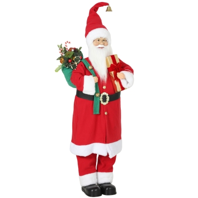HOMCOM Animated Standing Santa 4ft Sound/Touch Activated Red