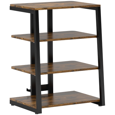 HOMCOM HiFi Stand 4-Shelf Rustic Brown