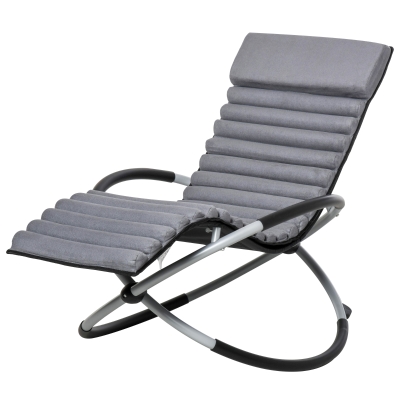 Outsunny Chaise Longue Rocking Pliable Métal Gris Noir