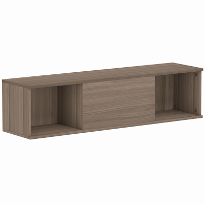 HOMCOM Armario de Pared Mueble de TV Colgante con 2 Compartimentos Abiertos y Puerta Abatible 120x30x29,5 cm Marrón
