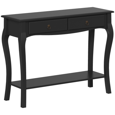 HOMCOM Tavolo Consolle Moderna con 2 Cassetti, Nero