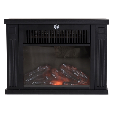 HOMCOM Elektrokamin mit Heizung, elektrischer Kamin mit LED Flammeneffekt, 600/1200 W Dekokamin, elektrisch Kaminfeuer Kaminofen, Schwarz