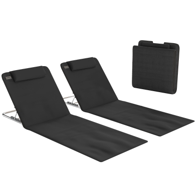 Outsunny Set of 2 Foldable Beach Chairs Adjustable Black
