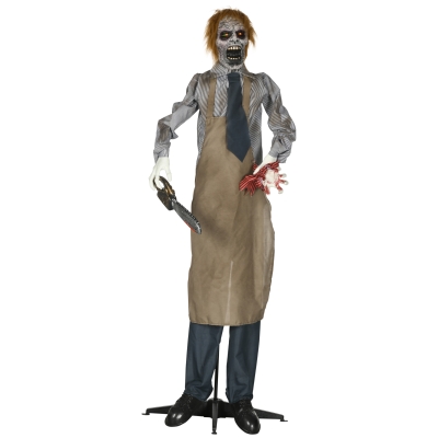 HOMCOM Animatronic Chainsaw Killer Halloween Prop 5.5ft