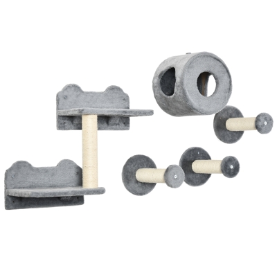 PawHut Cat Wall Furniture 5PCs with Perch & Scratching Post