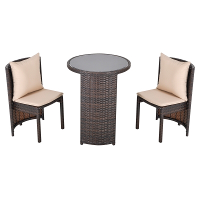 Outsunny Set tavolino e sedie 60cm x 60cm x 75cm Marrone, Beige