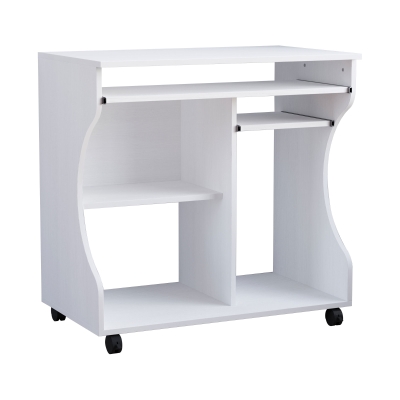 HOMCOM Compact Work Desk with Wheels - White