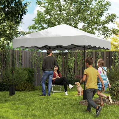 Outsunny Carpa Plegable 3x3m con Protección UV Altura Ajustable y Bolsa con Ruedas para 6-9 Personas Blanco