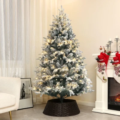 HOMCOM Sapin Artificiel 180cm LED 793 Branches Neige Support Acier
