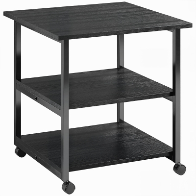 HOMCOM Carrello Porta Stampante 3 Ripiani e 4 Ruote Nero