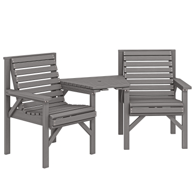 Outsunny Wooden Bistro Set 2-Seater Table Chairs Light Grey