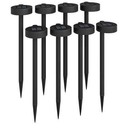 Outsunny Set 8 Faretti da Esterno a Energia Solare a LED Nero