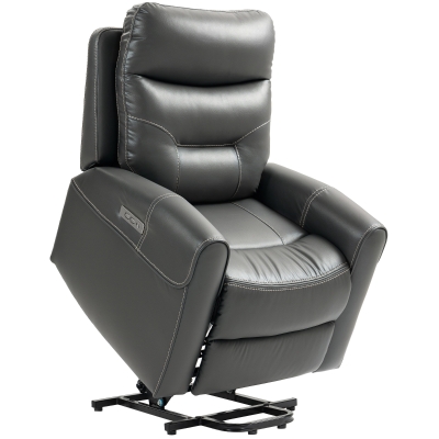 HOMCOM Power Lift Recliner Chair Faux Leather Charcoal Grey