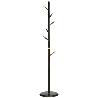 HOMCOM Vintage Coat Rack Bamboo Frame 6 Hooks Walnut