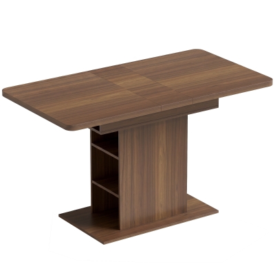 HOMCOM Extendable Dining Table 6-Shelf Walnut Brown 110-130cm