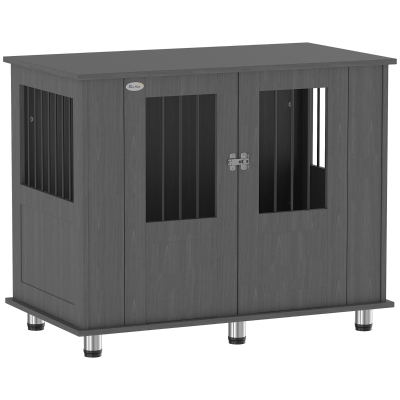 Dog Crate Table for Medium and Large Dogs with Magnetic Door for Indoor Use, 95 x 55 x 75 cm, Grey